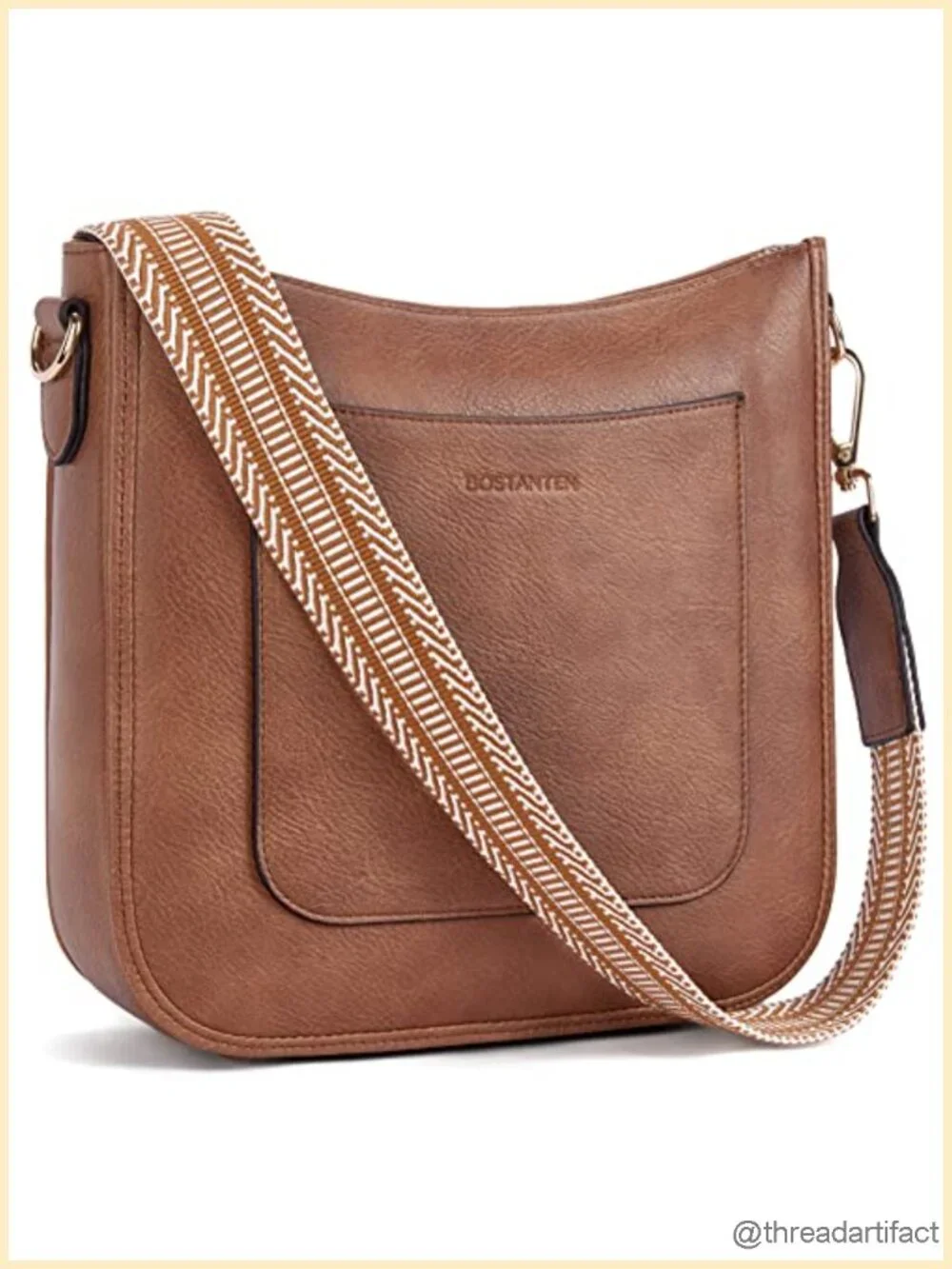 Vegan Leather Crossbody Bag with Guitar Strap Hobo Purse Travel